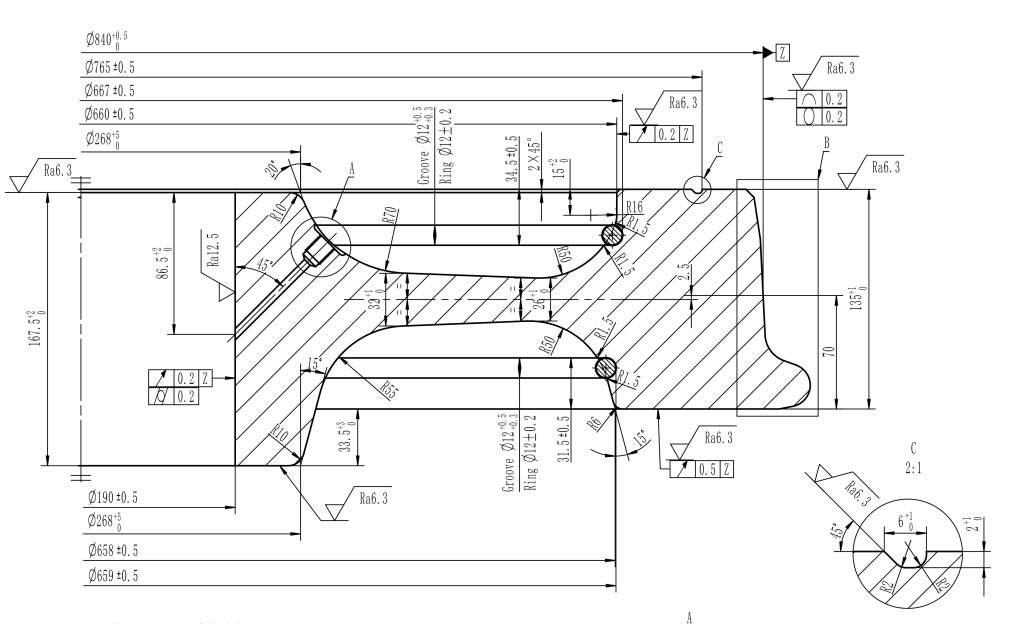 Bản vẽ bánh xe toa xe lửa 840mm