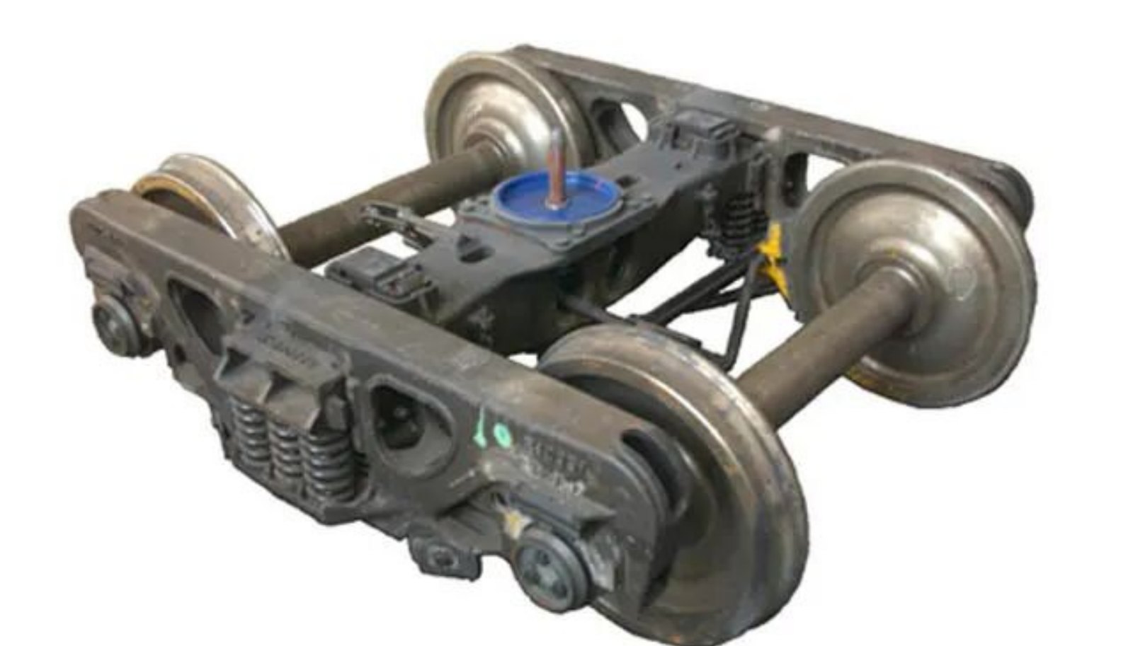 Bogie bao gồm b&aacute;nh xe, khung, hệ thống treo v&agrave; phanh.